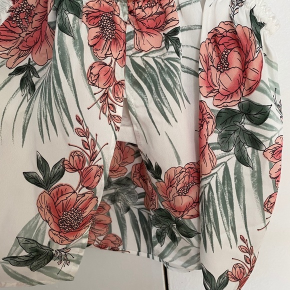 NEW La Vie En Rose Pink White and Green Floral Tank Top With Removable Straps S - Picture 4 of 9